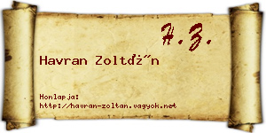Havran Zoltán névjegykártya